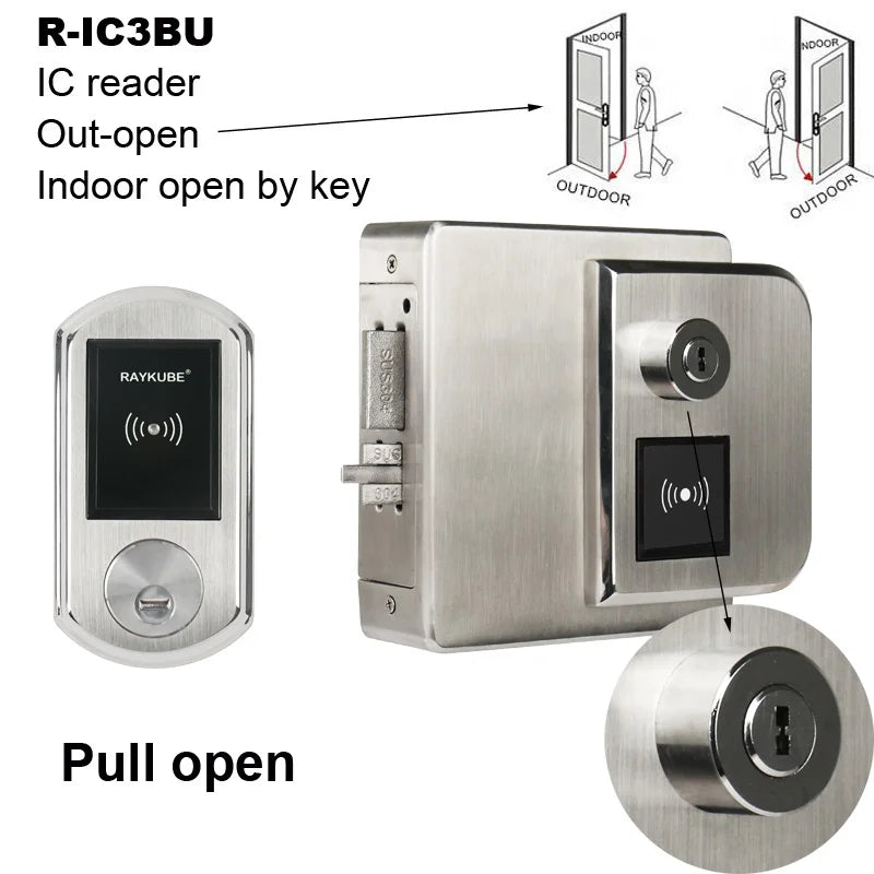 RAYKUBE Waterproof Fingerrint Electronic Door Lock With IC Card Reader Fingerprint Verification For Outsite Gate IP65