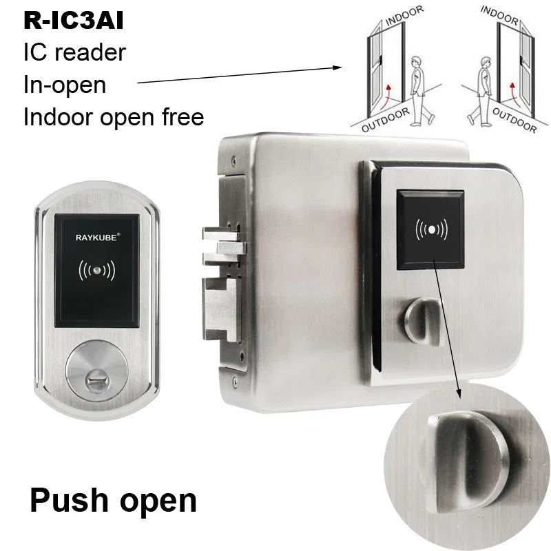 RAYKUBE Waterproof Fingerrint Electronic Door Lock With IC Card Reader Fingerprint Verification For Outsite Gate IP65
