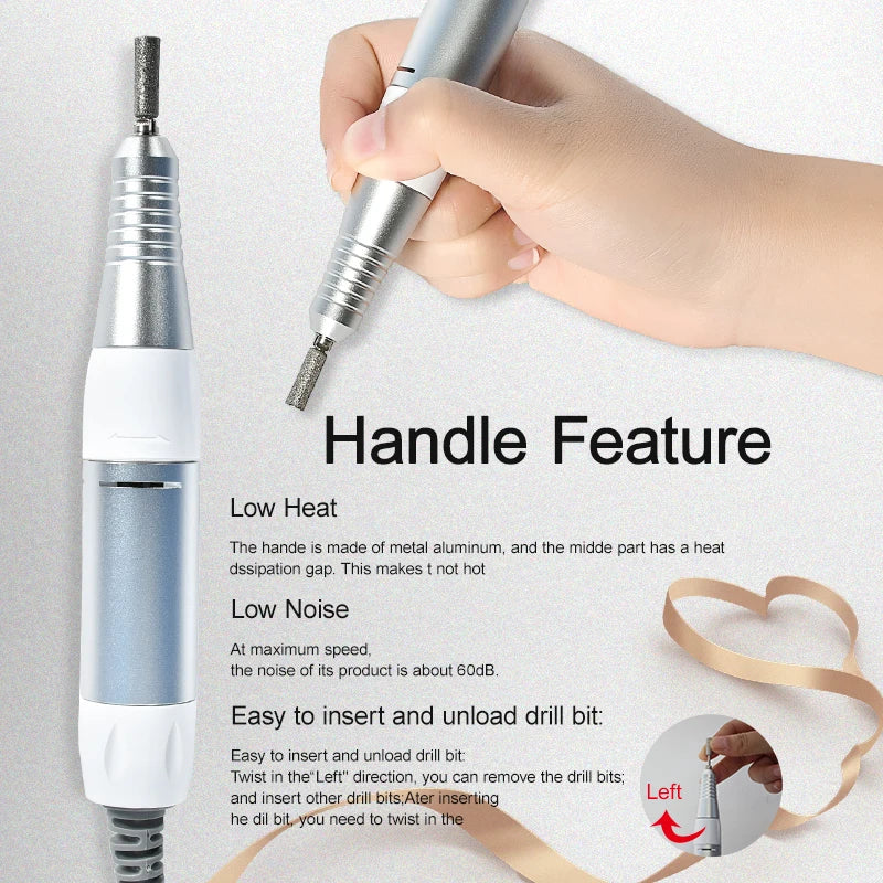 LNWPYH 35000rpm 5 Pins PLUG Electric Nail Drill Machine Handle Handpiece Pedicure Replacement Pen Manicure Beauty Tool Accessory