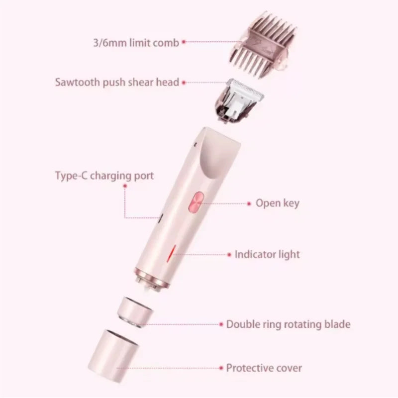 2 in 1 Electric Shaver 1 Set Rechargeable Ipx7 Waterproof Hair Removal Tool Wet and Dry Use Hair Removal Machine for Women