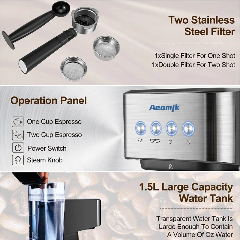 Semi-automatic Espresso High Pressure Coffee Machine Electric Espresso Machines Automatic Professional Coffee Tools
