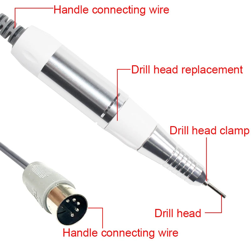 LNWPYH 35000rpm 5 Pins PLUG Electric Nail Drill Machine Handle Handpiece Pedicure Replacement Pen Manicure Beauty Tool Accessory