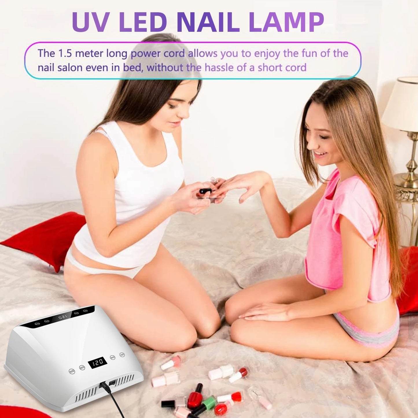 320W Big Space UV LED Nail Lamp For Manicure Drying Gel Nail Polish 72 LED Nail Dryer With Two LCD Screens Nail Salon Tools